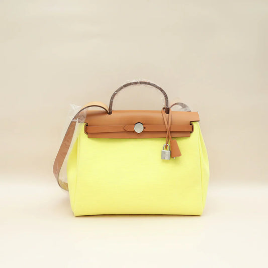 Hermes Bicolor Herbag Zip 31 Retourne Vache Hunter Toile