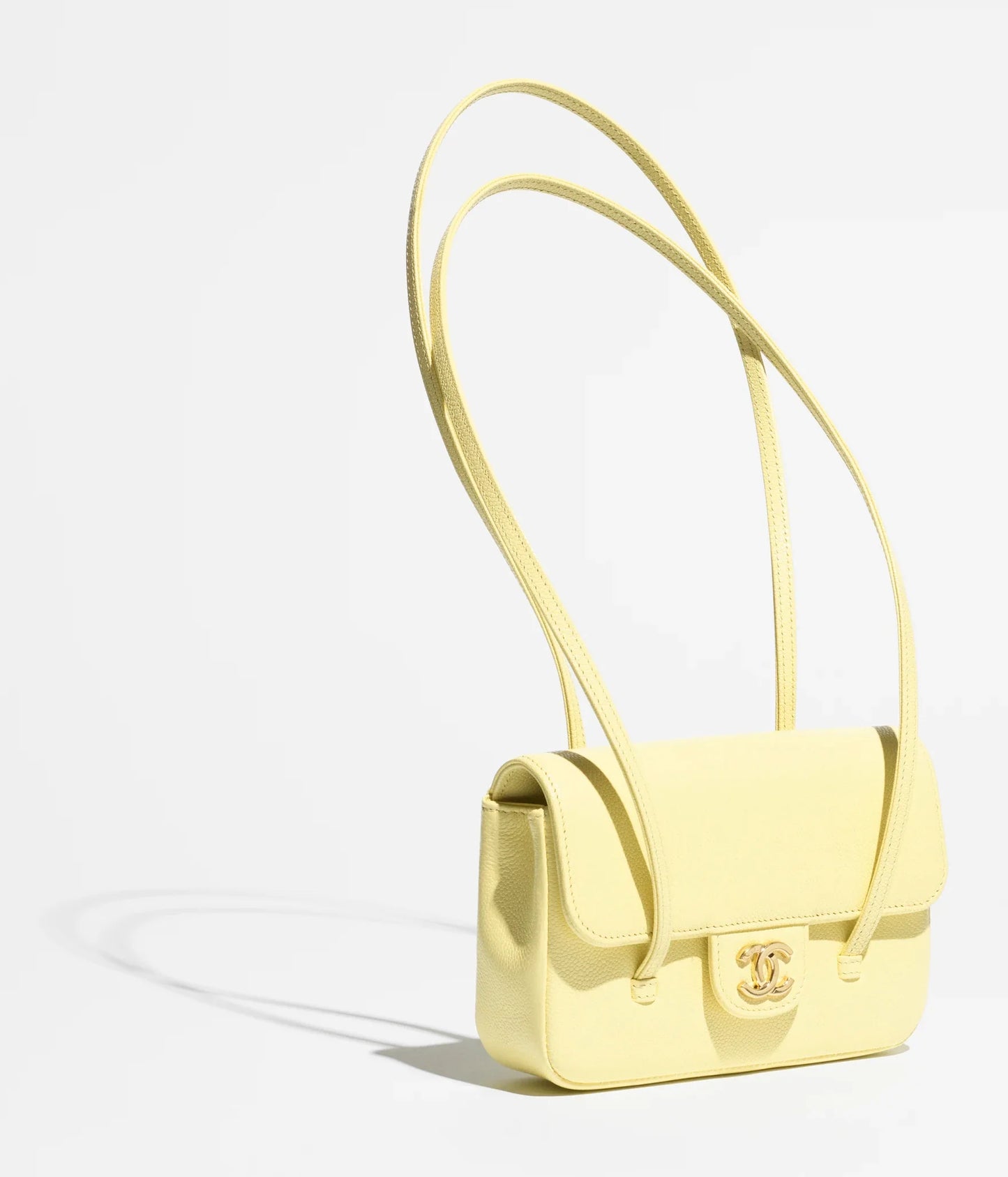 Clutch in Grainy Shiny Calfskin Yellow Color  01