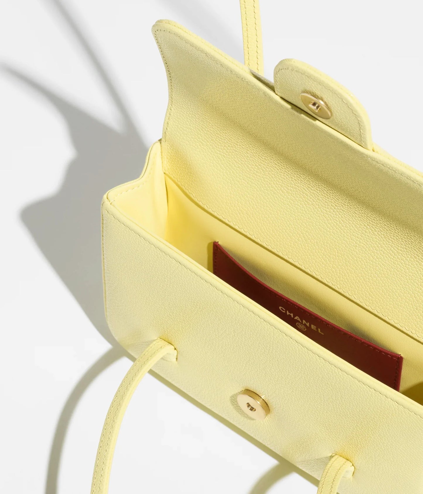 Clutch in Grainy Shiny Calfskin Yellow Color  01