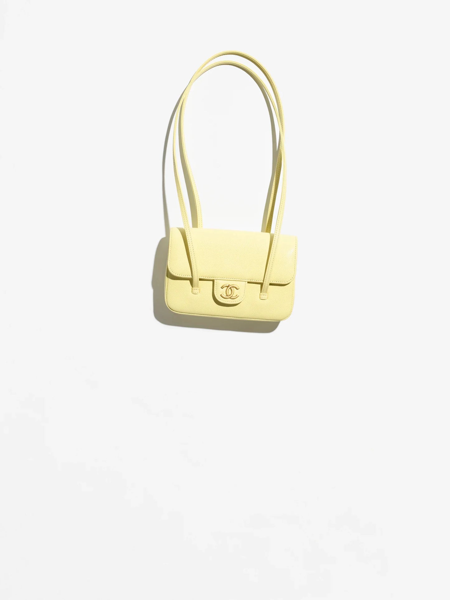 Clutch in Grainy Shiny Calfskin Yellow Color  01