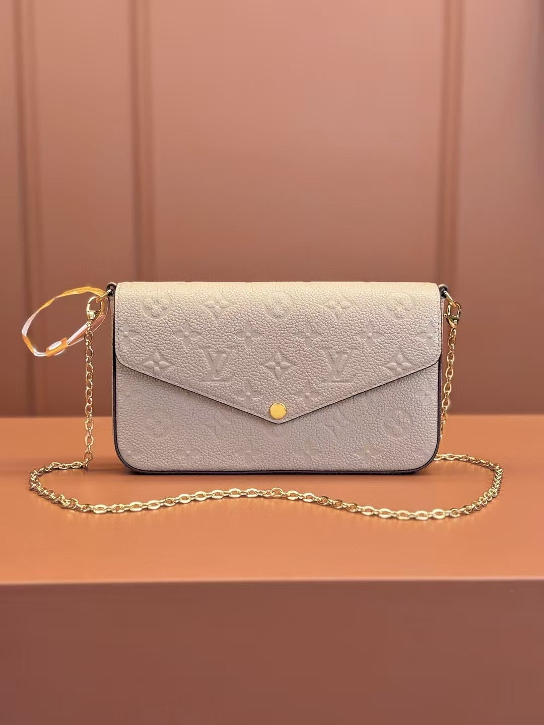 Flap Chain Bag with Refined Texture Beige Shoulder Bag