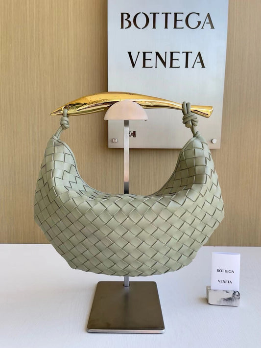 Knotted Woven Leather Hobo Bag