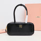 Glossy Black Leather Shoulder Bag