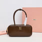 Glossy Black Leather Shoulder Bag