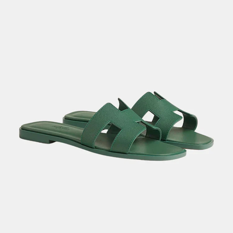 Green Oran Sandal in Epsom Calfskin