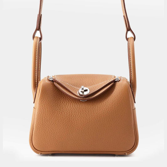 Hermès Mini Lindy Brown color / Silver  Hardware 01
