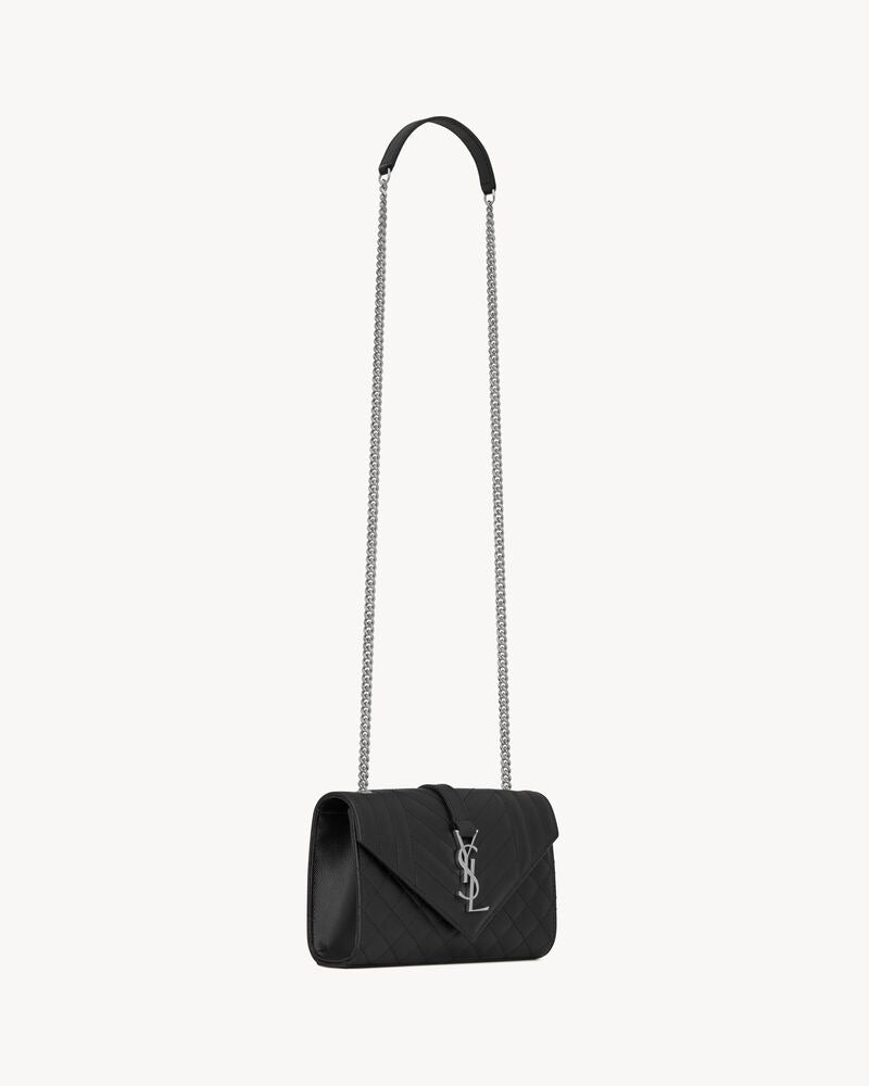 Saint Laurent Envelope Small In Quilted Grain De Poudre Embossed Leather