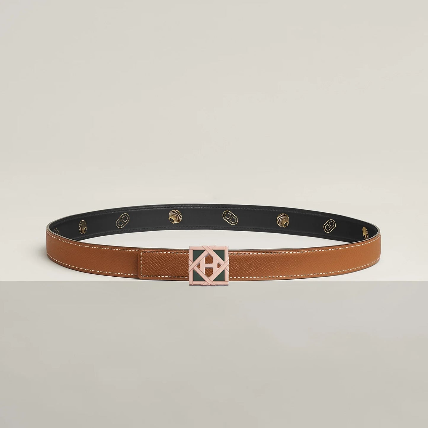 H Roseraie Belt Buckle & Hermès Sur Mer Reversible Leather Strap 24 MM
