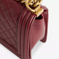 Lambskin Quilted Medium Boy Flap Dark Red