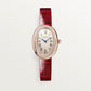 Baignoire Mini 18K Rose Gold Diamond Silvered Dial Red Alligator Strap Watch