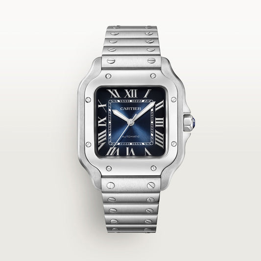 Santos de Cartier Medium 35.1mm Steel Blue Dial Steel Bracelet Self-Winding Watch