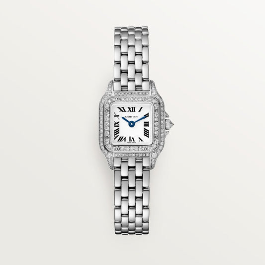 Panthère de Cartier Mini 25mm x 20mm White Gold Diamond Bezel Diamond Crown Silver Dial White Gold Bracelet Quartz Watch