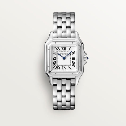 Panthère de Cartier Medium 27mm x 37mm Steel Blue Crown Silvered Dial Steel Bracelet Quartz Watch