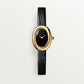 Baignoire Mini 18K Yellow Gold Black Lacquered Dial Leather Strap Watch