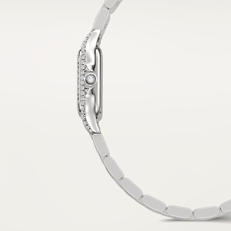 Panthère de Cartier Mini 25.1mm x 18.5mm White Gold Diamond Bezel Diamond Crown Silvered Dial White Gold Bracelet Quartz Watch