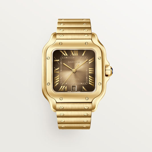 Santos de Cartier Large 39.8mm Yellow Gold Satin-Finish Gradated Gold Sunray-Brushed Dial Yellow Gold Bracelet Self-Winding Watch