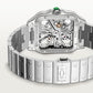 Santos de Cartier Skeleton Large 39.8mm Steel Green Jasper Crown Skeleton Dial Steel Bracelet Manual-Winding Watch