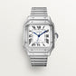 Santos de Cartier Medium 35.1mm Steel Blue Crown Silvered Opaline Dial Steel Bracelet Automatic Watch
