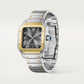 Santos de Cartier Large 39.8mm Steel Yellow Gold Blue Crown Anthracite Gray Dial Steel Bracelet Automatic Watch