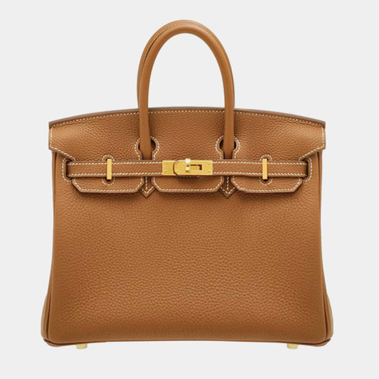 Birkin Hermes Bag Size 25 Brown Togo leather Gold  Hardware 01