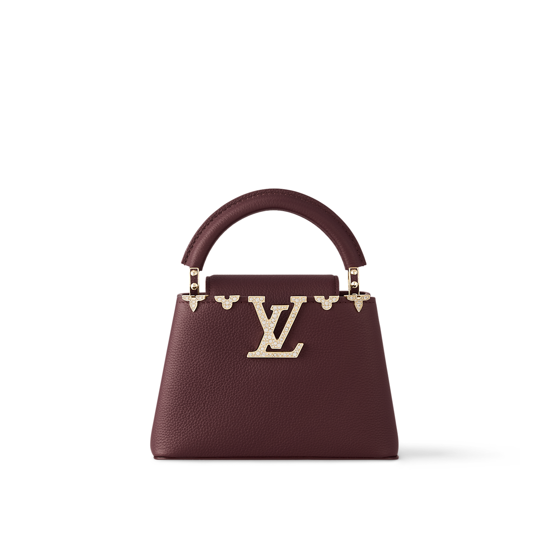 Capucines Mini Taurillon Leather Bordeaux Top Handle Bag