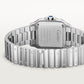 Santos de Cartier Small 34.5mm x 27mm Steel Blue Crown Silver Sunray Dial Steel Bracelet Quartz Watch