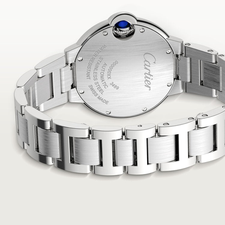 Ballon Bleu 33mm Steel Diamond Bezel Silvered Flinqué Dial Steel Bracelet Automatic Watch