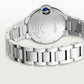 Ballon Bleu 33mm Steel Automatic Diamond Bezel Silver Guilloché Dial Steel Bracelet Watch