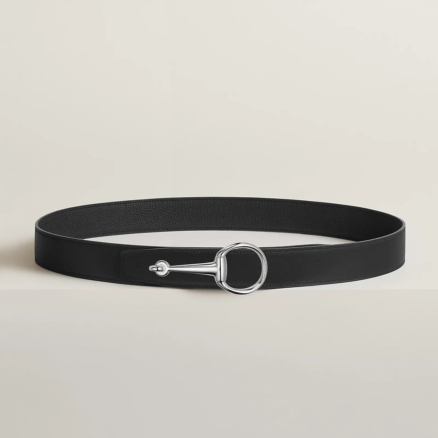 VERT-DE-GRIS / GOLD-NOIR / ÉBÈNE  CASAQUE BELT BUCKLE & REVERSIBLE LEATHER STRAP 32 MM