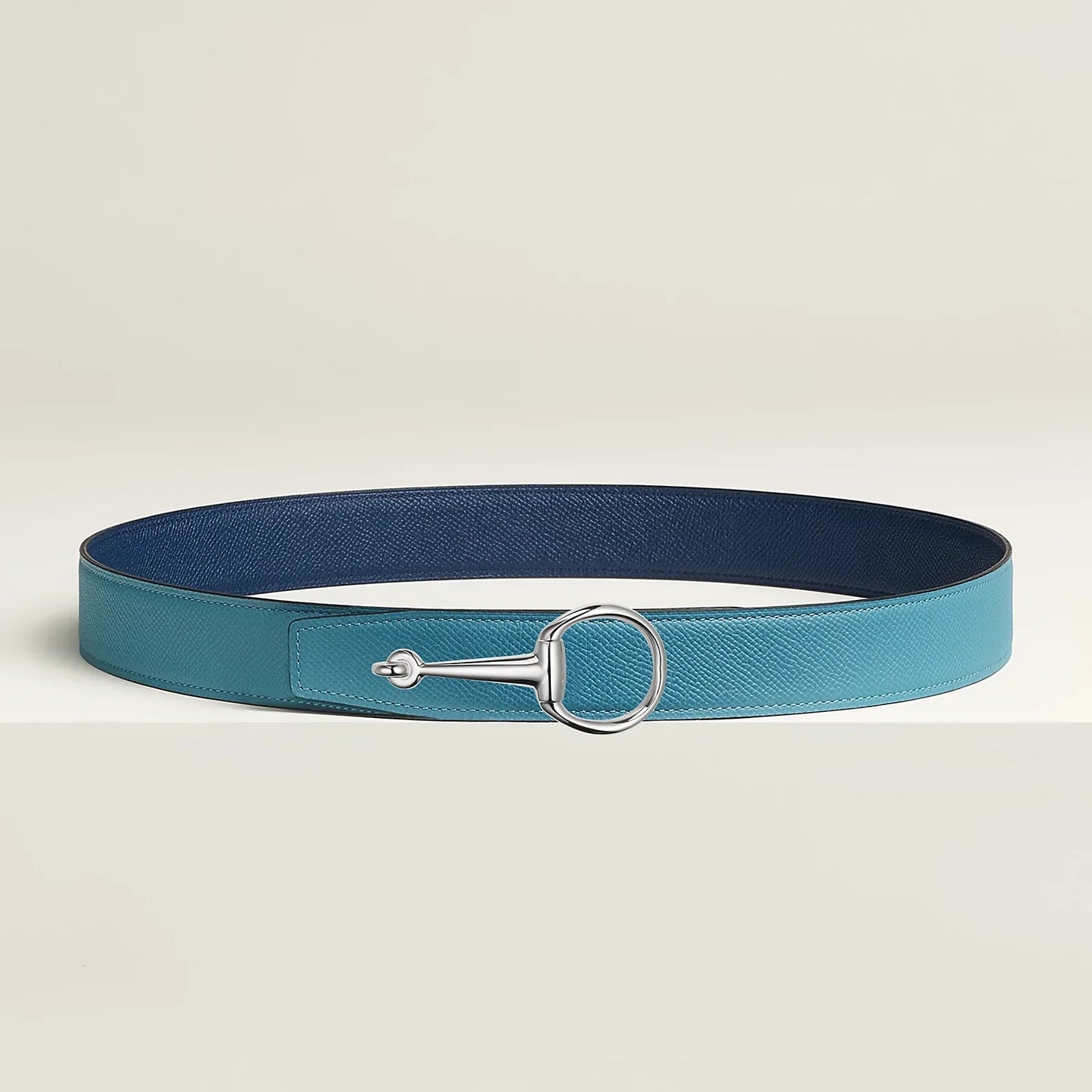 VERT-DE-GRIS / GOLD-NOIR / ÉBÈNE  CASAQUE BELT BUCKLE & REVERSIBLE LEATHER STRAP 32 MM