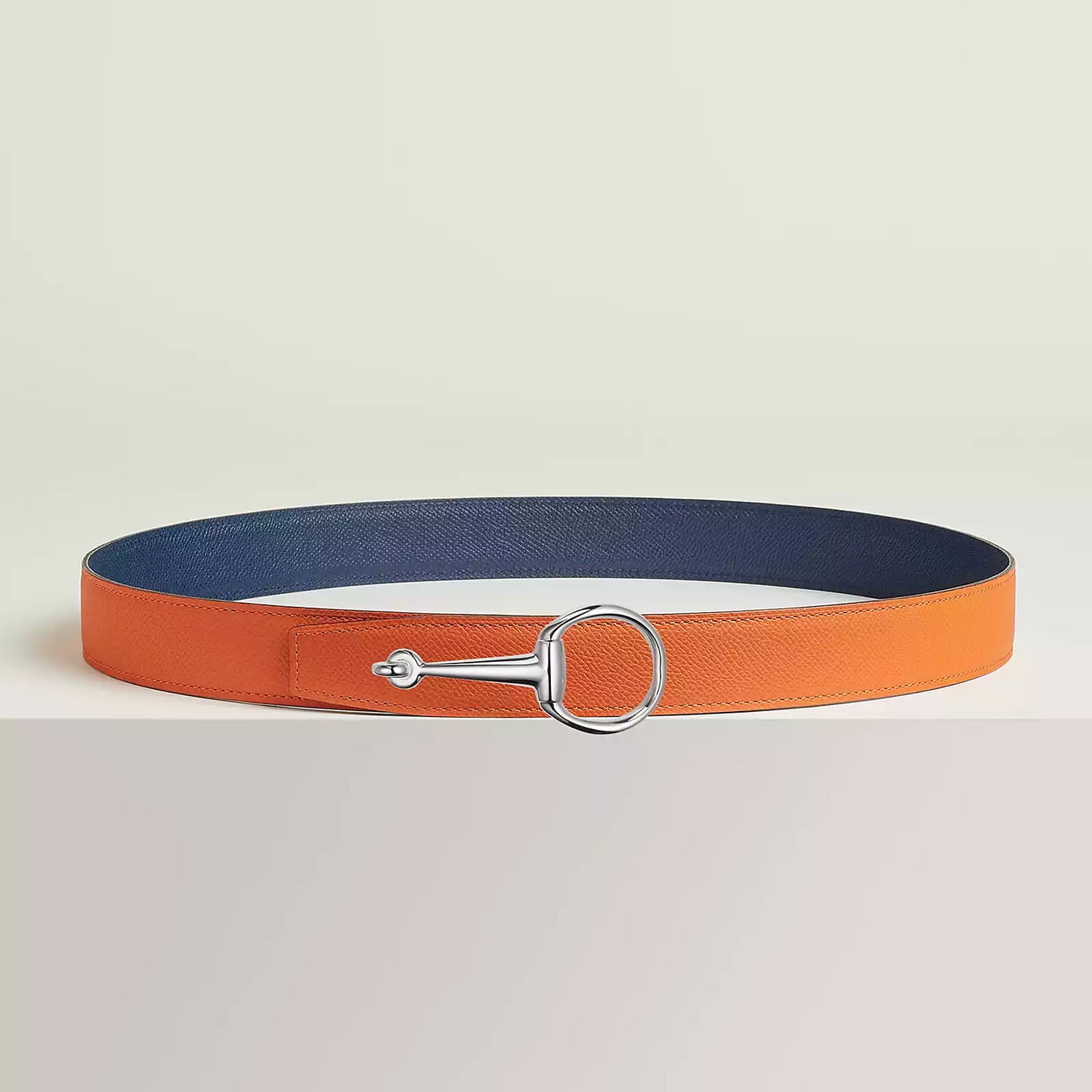 VERT-DE-GRIS / GOLD-NOIR / ÉBÈNE  CASAQUE BELT BUCKLE & REVERSIBLE LEATHER STRAP 32 MM