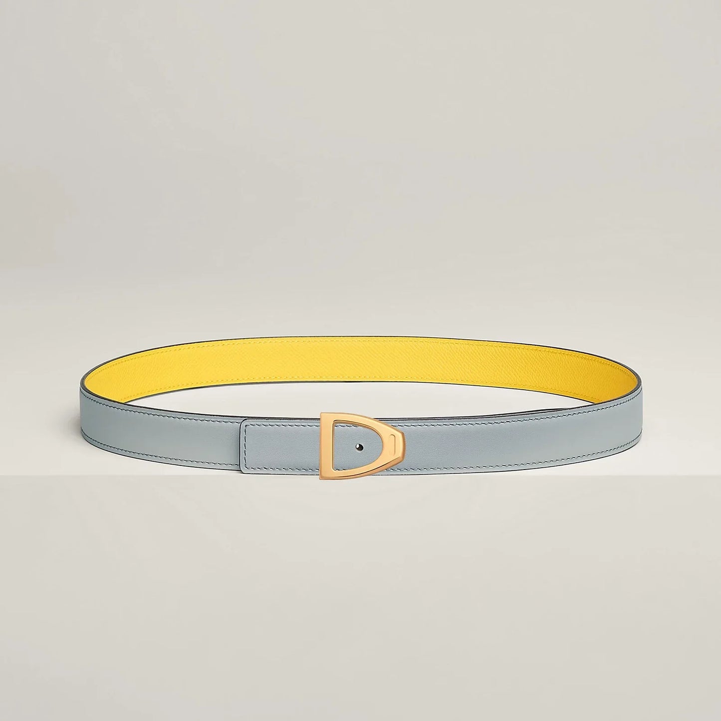 NATUREL SABLE / ORANGE FIELD-SÉSAME / VERT CYPRÈS CAVALIERE BELT BUCKLE & REVERSIBLE LEATHER STRAP 24 MM