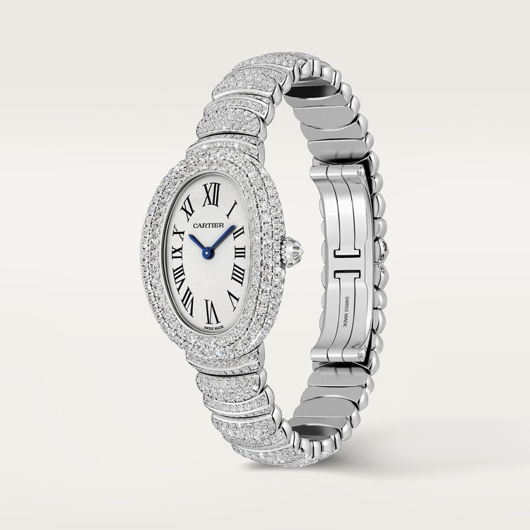 Baignoire Mini 18K White Gold Diamond Silvered Dial White Gold Bracelet Watch