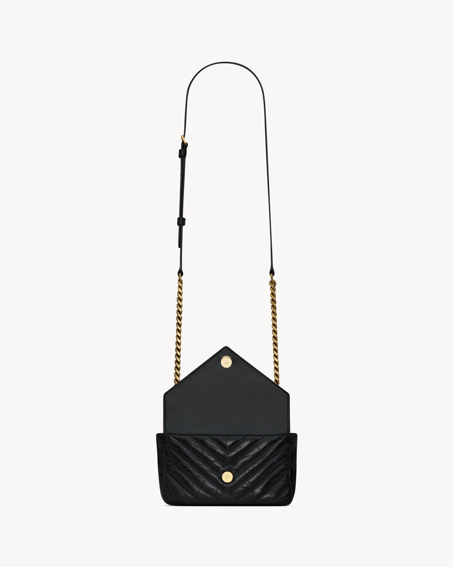Saint Laurent College Mini Chain Bag In Shiny Crackled Leather