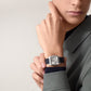 Santos-Dumont Small 38mm x 27.5mm Steel Blue Crown Silver Sunray Dial Navy Blue Alligator Strap Quartz Watch