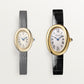 Baignoire Mini 18K Yellow Gold Silvered Dial Black Alligator Strap Watch