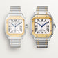 Santos de Cartier Large 39.8mm Steel Yellow Gold Bezel Silvered Opaline Dial Steel Bracelet Self-Winding Watch