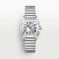 Santos de Cartier Small 34.5mm x 27mm Steel Blue Crown Silver Sunray Dial Steel Bracelet Quartz Watch