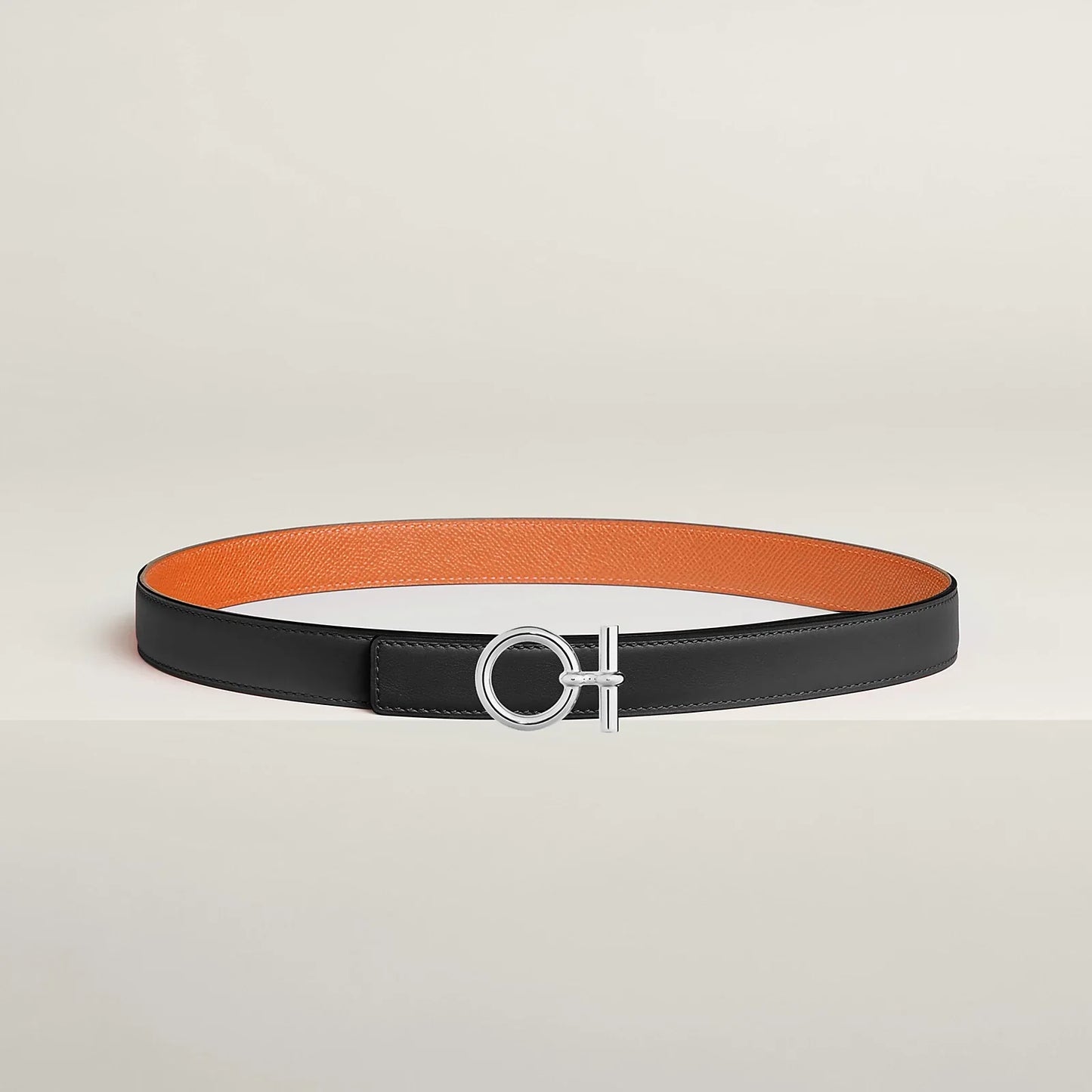 NOIR / GOLD -HAVANE / MAUVE PÂLE  FLOT BELT BUCKLE & REVERSIBLE LEATHER STRAP 24 MM