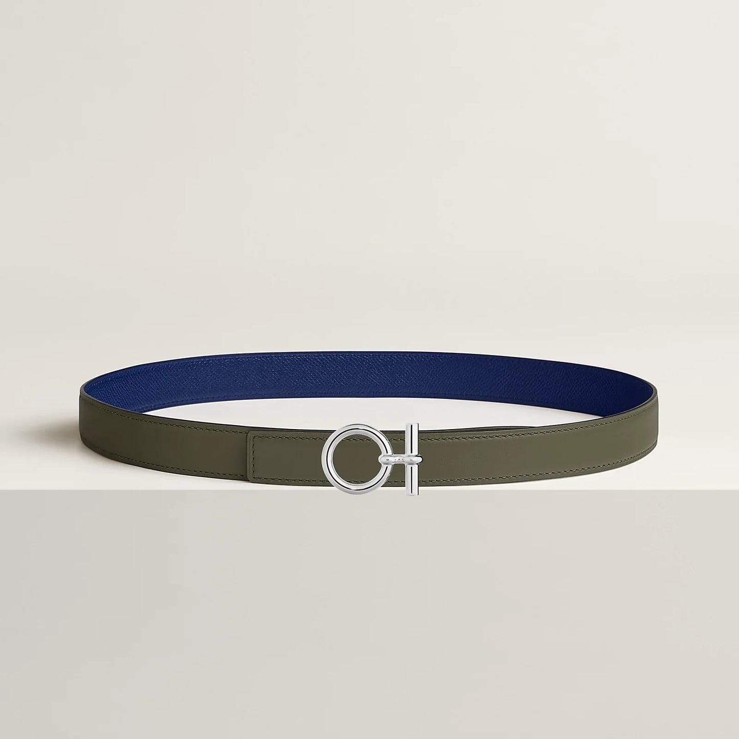 NATUREL SABLE / ORANGE FIELD - SÉSAME / VERT CYPRÈS   FLOT BELT BUCKLE & REVERSIBLE LEATHER STRAP 24 MM