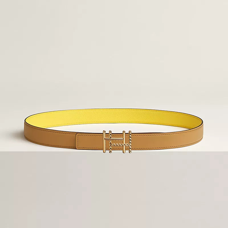 H au Carre Twist Belt Buckle & Reversible Leather Strap 24 MM