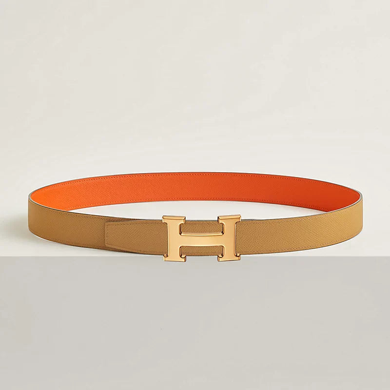 H Belt Buckle & Reversible Leather Strap 32 MM