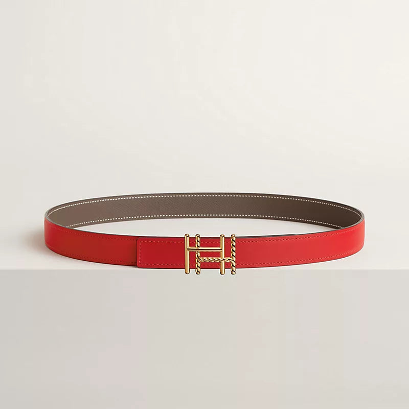 H au Carre Twist Belt Buckle & Reversible Leather Strap 24 MM