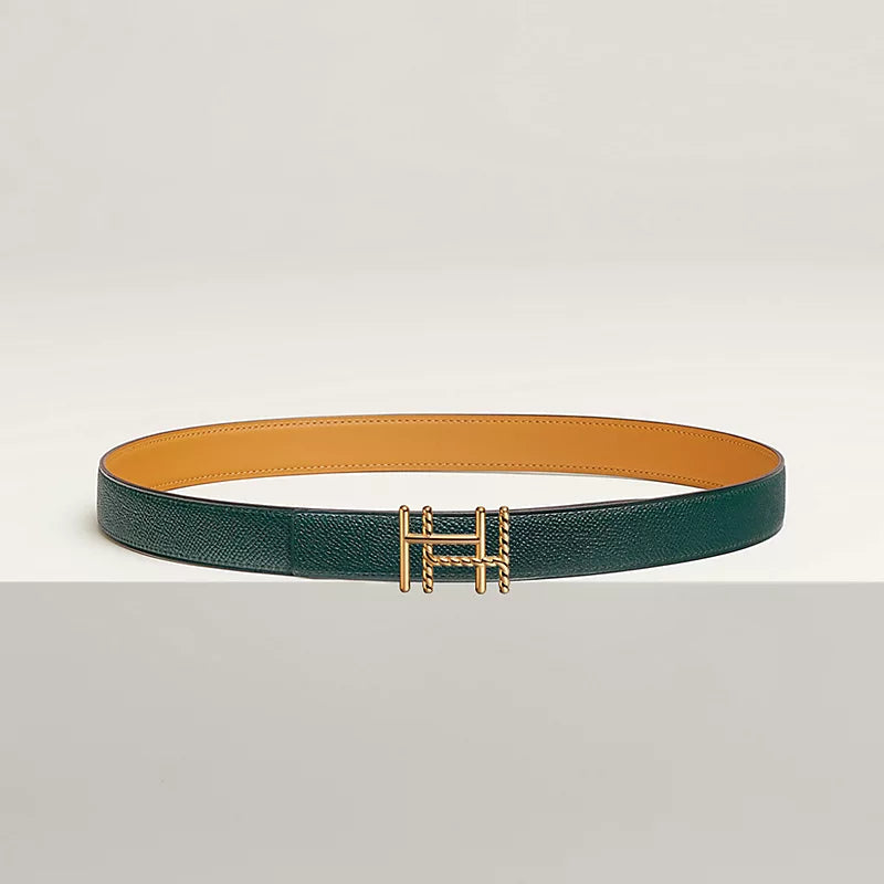 H au Carre Twist Belt Buckle & Reversible Leather Strap 24 MM
