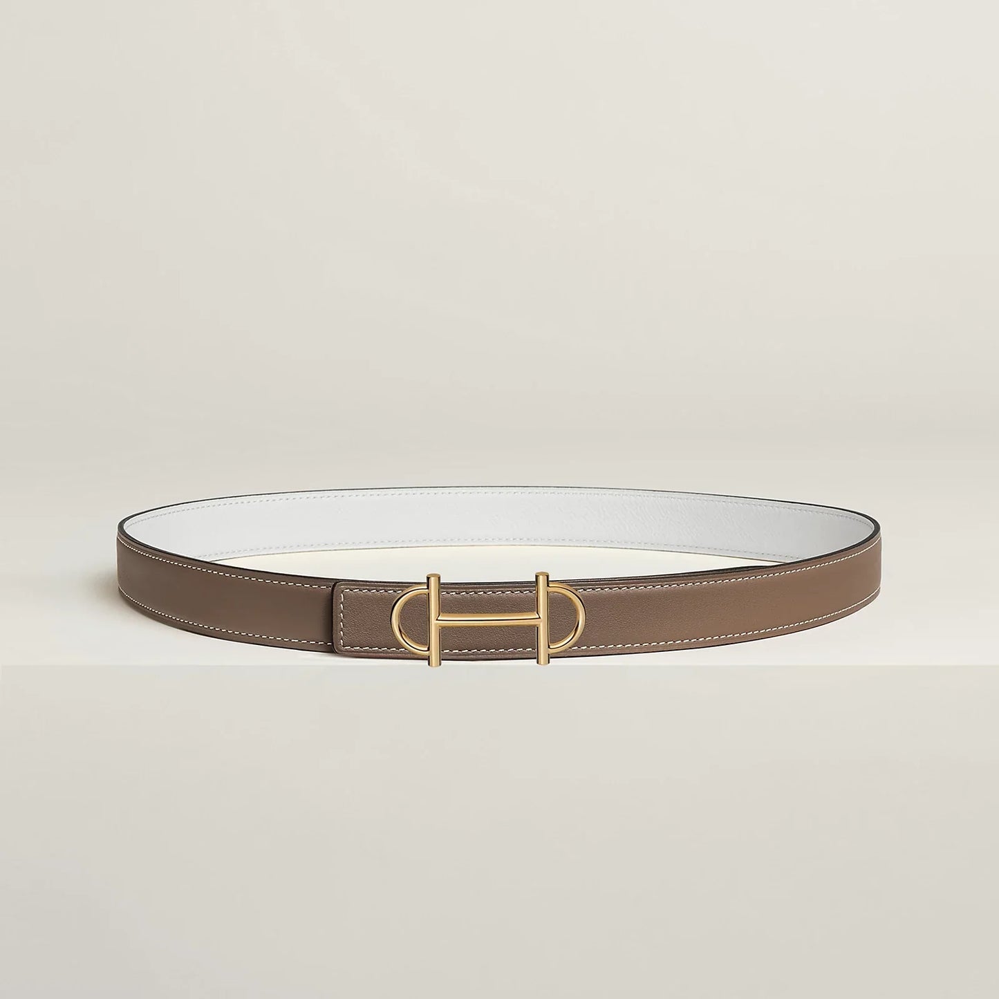 NOIR / GOLD-HAVANE / MAUVE PÂLE  GAMMA BELT BUCKLE & REVERSIBLE LEATHER STRAP 24 MM
