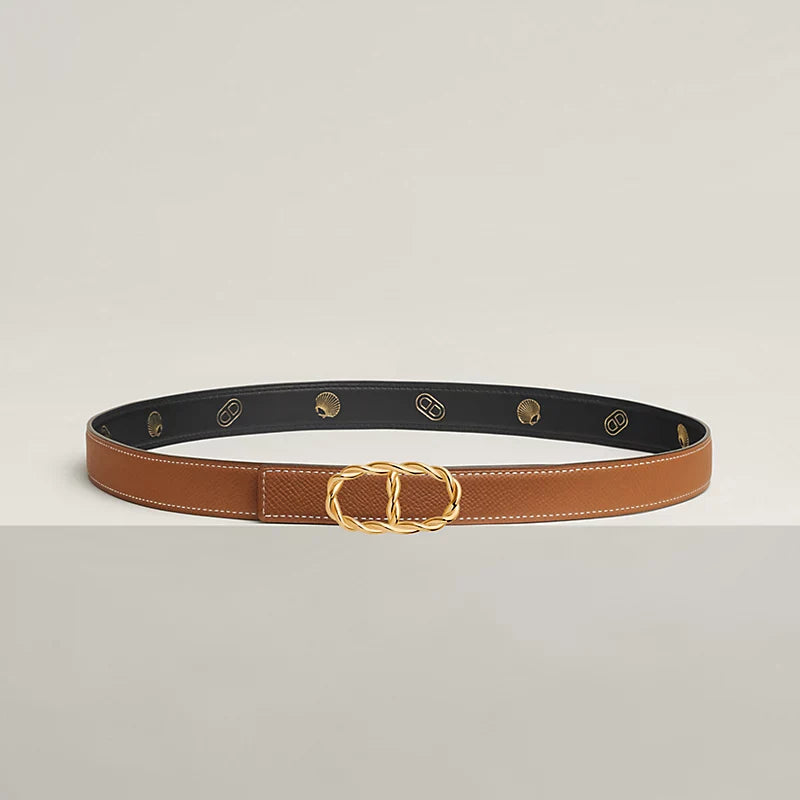 Maillon Torsade Belt Buckle & Reversible Leather Strap 24 MM