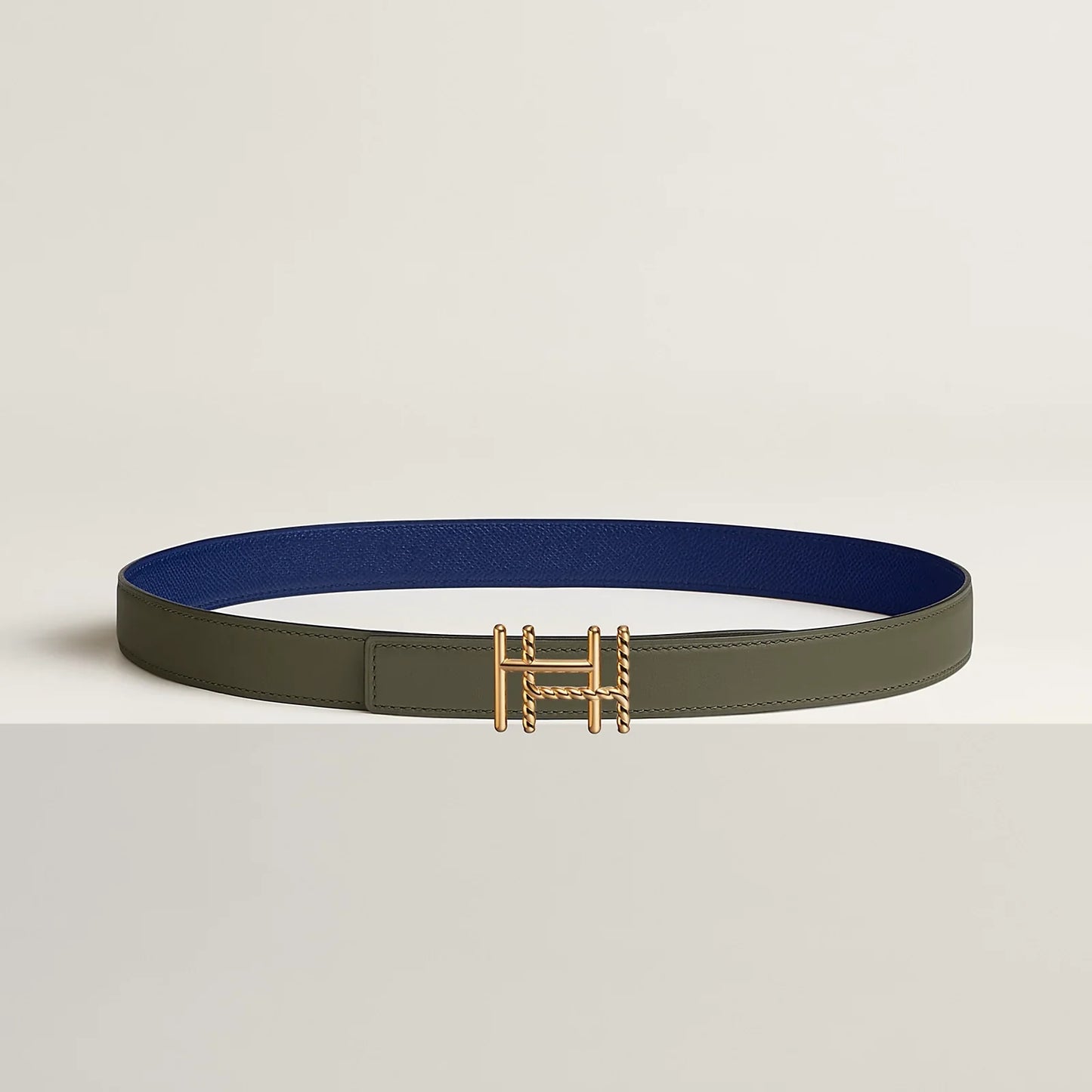 H AU CARRE TWIST BELT BUCKLE & REVERSIBLE LEATHER STRAP 24 MM