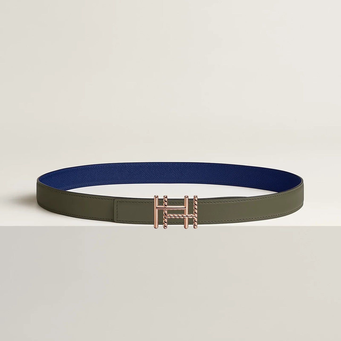 H AU CARRE TWIST BELT BUCKLE & REVERSIBLE LEATHER STRAP 24 MM