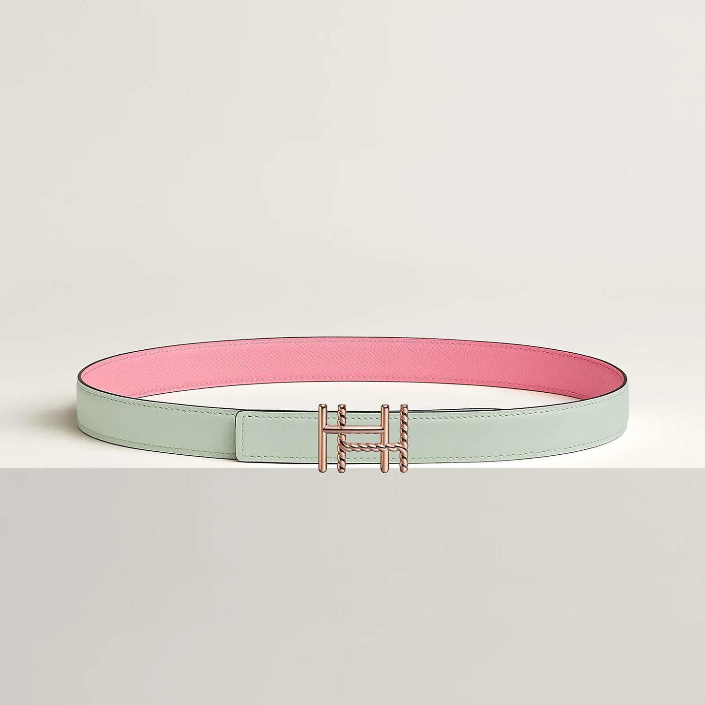H AU CARRE TWIST BELT BUCKLE & REVERSIBLE LEATHER STRAP 24 MM