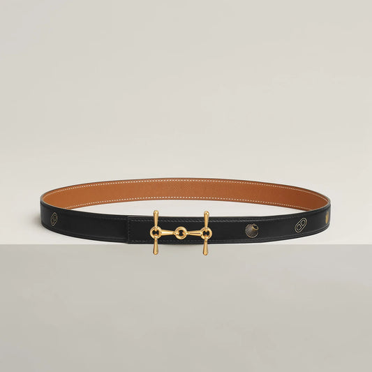 H EQUESTRE BELT BUCKLE & REVERSIBLE LEATHER STRAP 24 MM